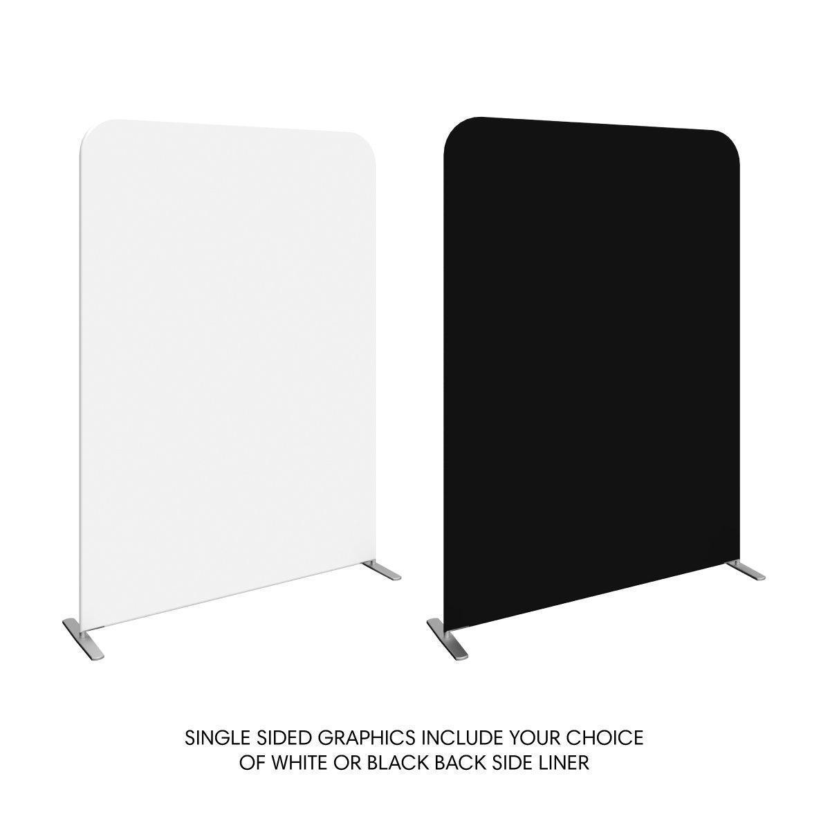Free-standing trade show display panels with optional black or white back side liner for exhibitions