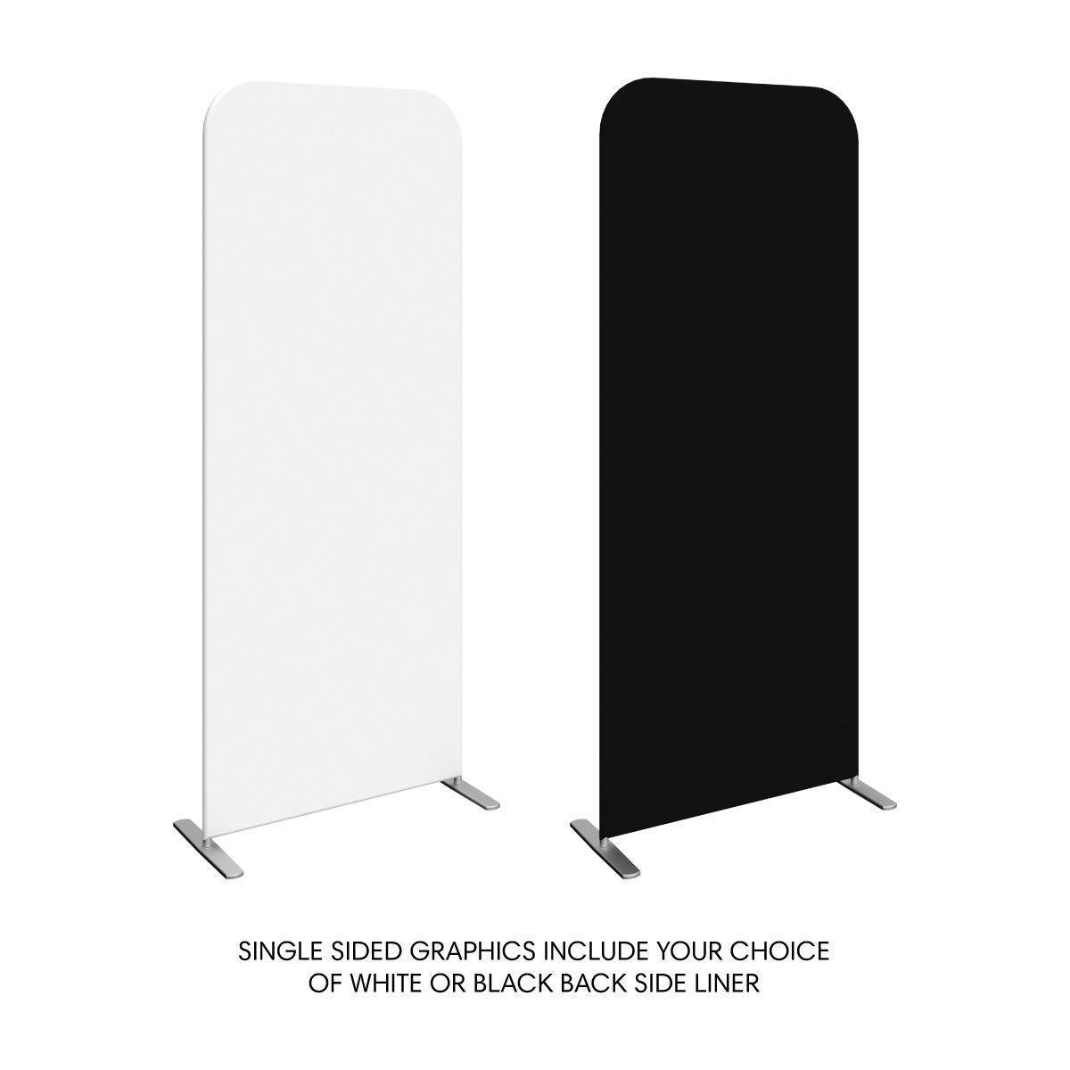 Freestanding display banners with single-sided graphics for trade shows and exhibitions