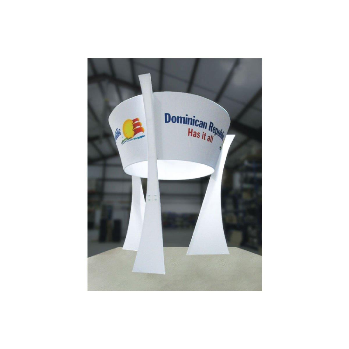 Modern hanging trade show exhibit display for Dominican Republic promotion at exhibitions and events