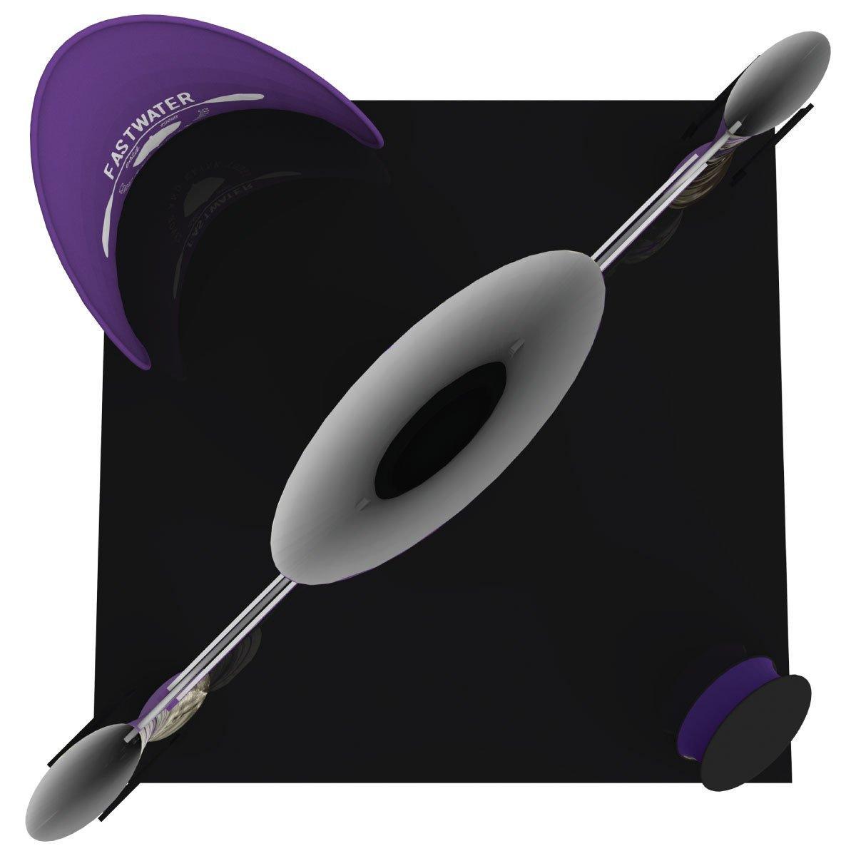 Top view of a modular trade show island booth with curved fabric displays and a central circular table