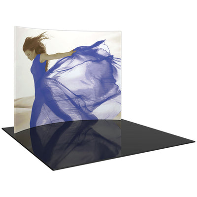 Curved fabric trade show display with fashion image for exhibitions and special event marketing