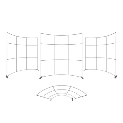 Curved trade show display frames for exhibitions and special event booth setups