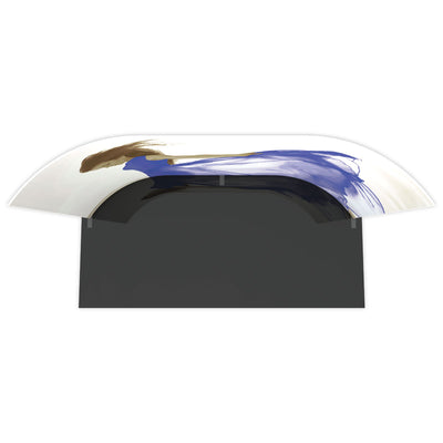 Curved 20ft trade show display with artistic female figure graphic for exhibitions and events