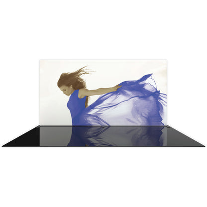 20ft wide straight fabric trade show display with large artistic image backdrop for exhibitions and events