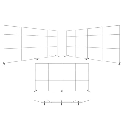 Modular metal frame display system suitable for trade shows, exhibitions, and special events