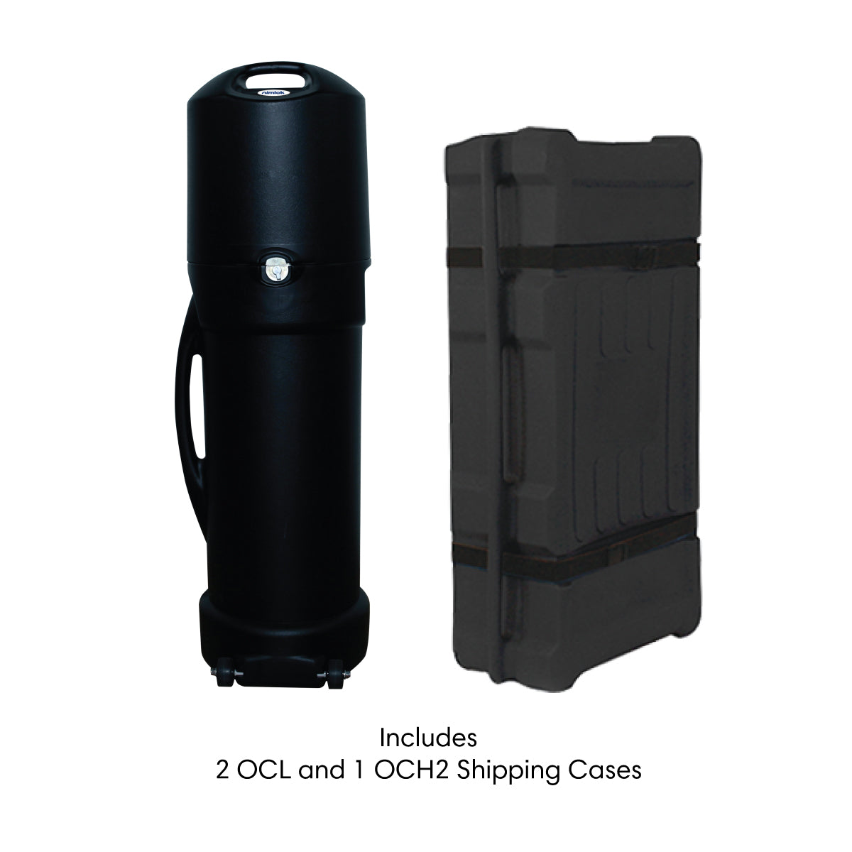 Durable shipping cases with handles and lock for safe transport of trade show and exhibition equipment