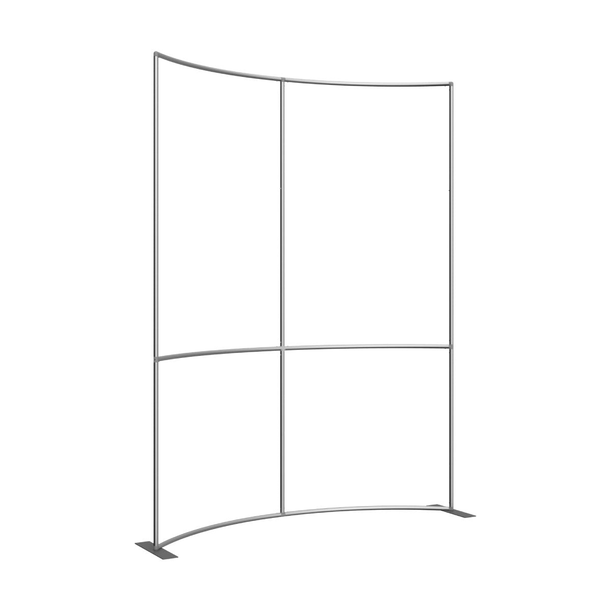 Curved modular frame display structure for trade shows and exhibition booths