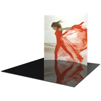 Curved fabric display with high-resolution fashion image used for trade shows and exhibitions