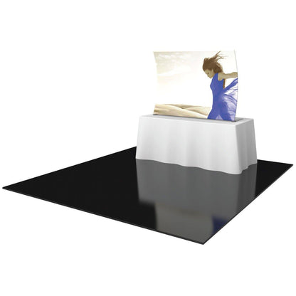 Trade show tabletop display with fabric graphic and table cover for exhibitions and events
