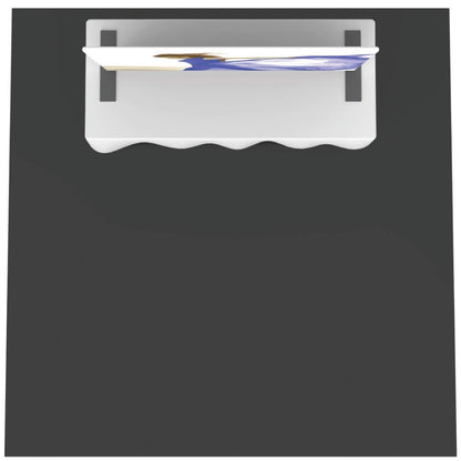 Overhead view of a tabletop display booth setup for trade shows and exhibitions on dark flooring