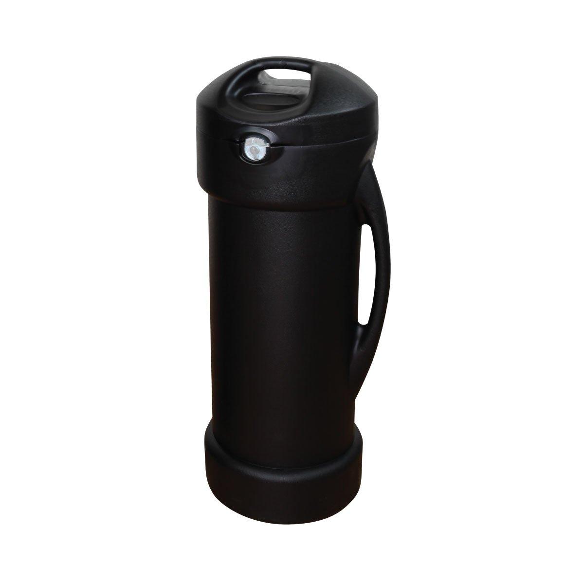 Portable hard case with handle and locking lid for secure transport at trade shows and events