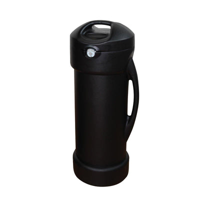 Portable hard case with handle and locking lid for secure transport at trade shows and events