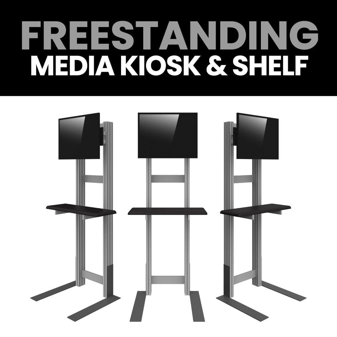 Freestanding Media Kiosk with Shelf - TradeShowPlus