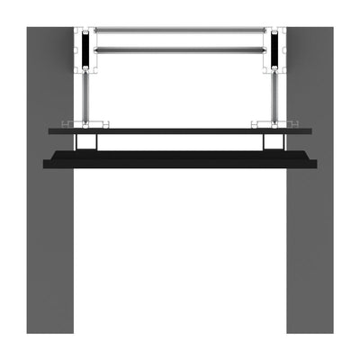 Diagram of freestanding media kiosk structure for trade shows and exhibitions