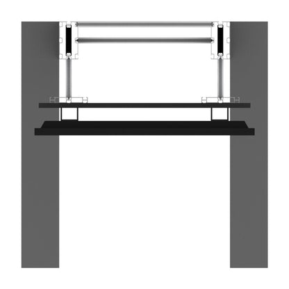 Diagram of freestanding media kiosk structure for trade shows and exhibitions