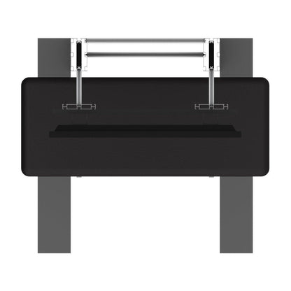 Freestanding media kiosk with adjustable shelf for trade shows and exhibitions