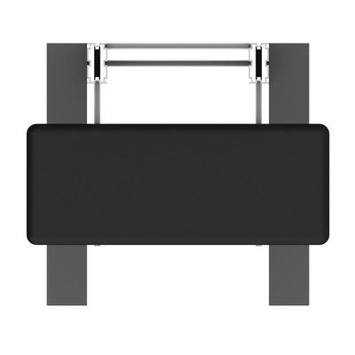 Top view of freestanding display shelf with two vertical posts for trade shows and exhibitions