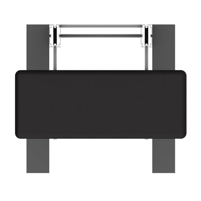 Top view of freestanding display shelf with two vertical posts for trade shows and exhibitions