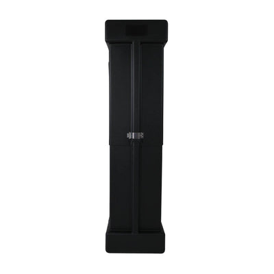 freestanding shelf kiosk with latch, ideal for trade shows and exhibition booth displays