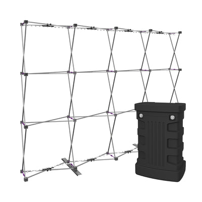 Collapsible trade show pop-up display frame with carrying case for exhibitions and events