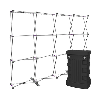 Collapsible trade show pop-up display frame with carrying case for exhibitions and events