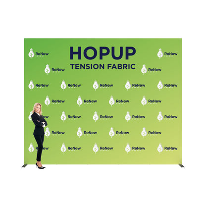 Large hopup tension fabric display with Renew Energy branding for trade shows and exhibitions