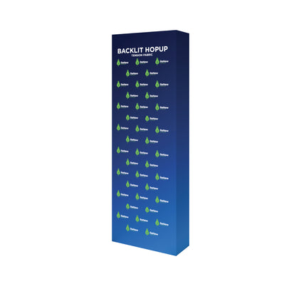Backlit hopup tension fabric display for trade shows featuring renewable energy branding