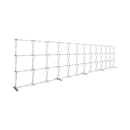 Expandable frame display stand for trade shows, exhibitions, and events with a collapsible lattice structure