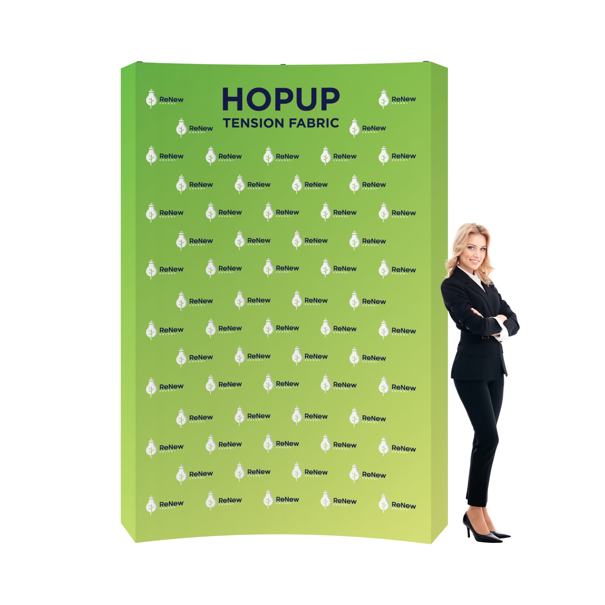 Tension fabric trade show display backdrop with branded graphics for exhibitions and special events