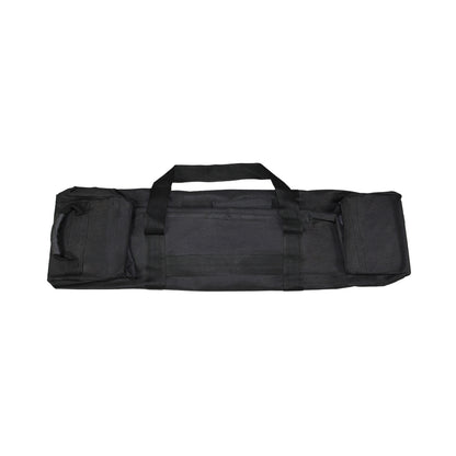 Portable carrying case with handles and storage pockets for trade show and exhibition equipment