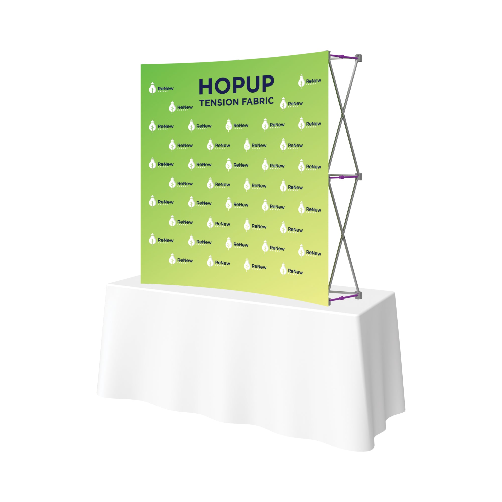 Trade show tension fabric display on table for exhibitions and special events branding