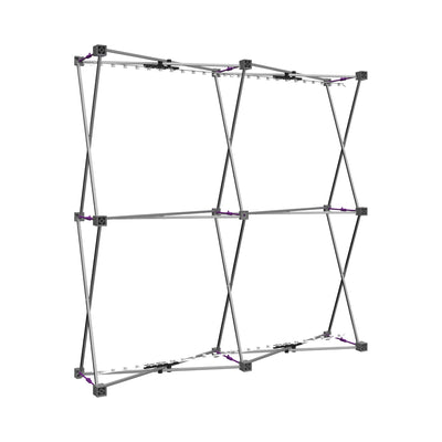 Collapsible frame display structure for trade shows and exhibitions with clip rails for graphics