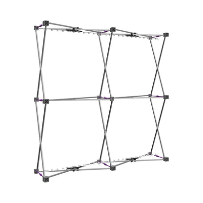 Collapsible frame display structure for trade shows and exhibitions with clip rails for graphics