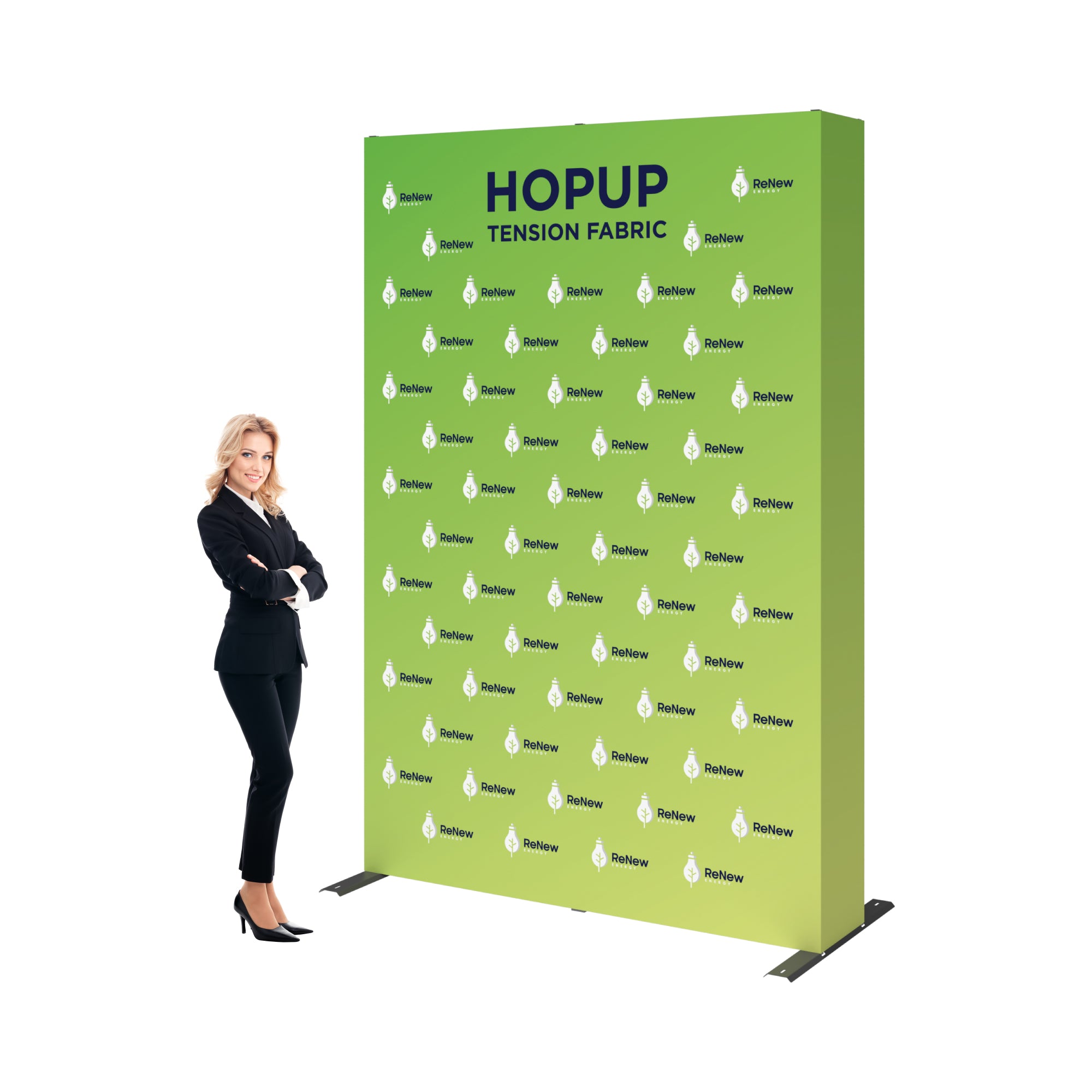 Trade show tension fabric backdrop stand with branding for exhibitions and special events