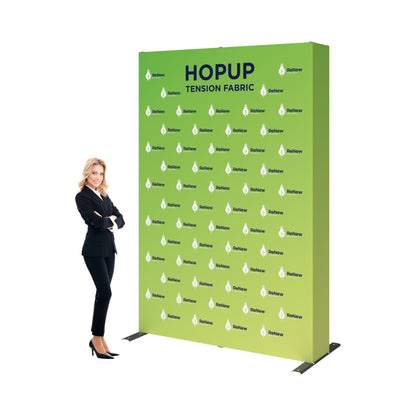Trade show tension fabric backdrop stand with branding for exhibitions and special events