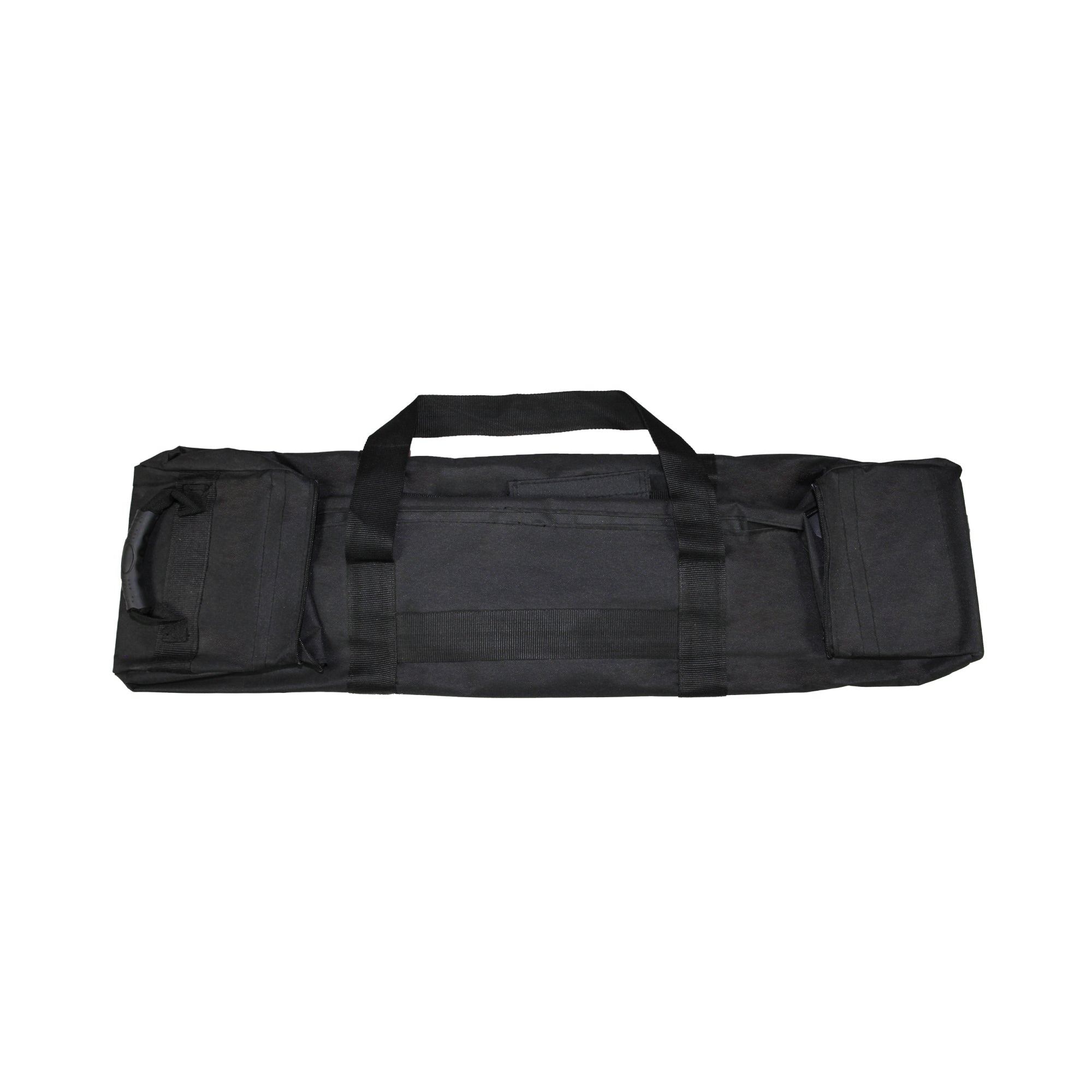 Portable carrying case with handle and side pockets for trade shows and exhibitions