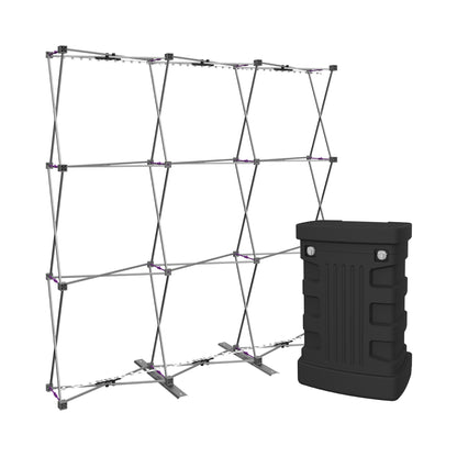 Collapsible exhibition display frame with carrying case for trade shows and special events