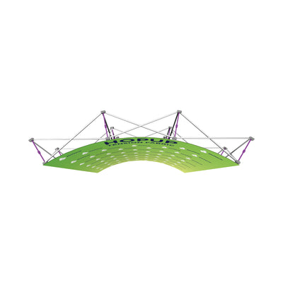 Curved tension fabric trade show display with supporting frame for exhibitions and events