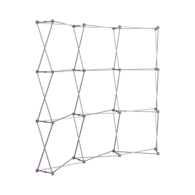 Collapsible metal frame structure for trade show displays and exhibition backdrops