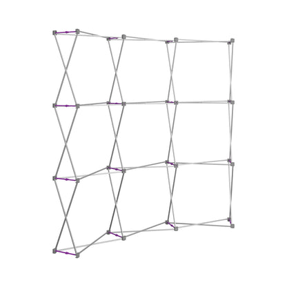 Collapsible metal frame structure for trade show displays and exhibition backdrops