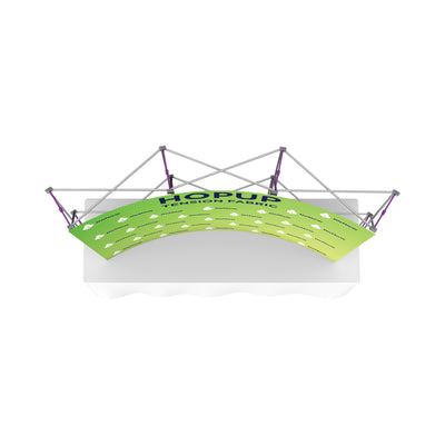 Trade show pop-up display with tension fabric and collapsible frame for exhibitions and events