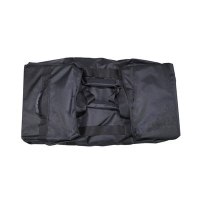 Portable trade show bag with multiple compartments and handles for exhibition equipment storage