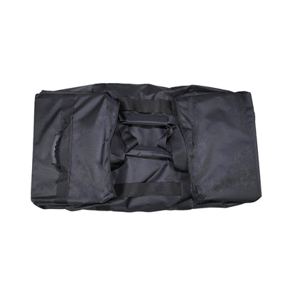 Portable trade show bag with multiple compartments and handles for exhibition equipment storage