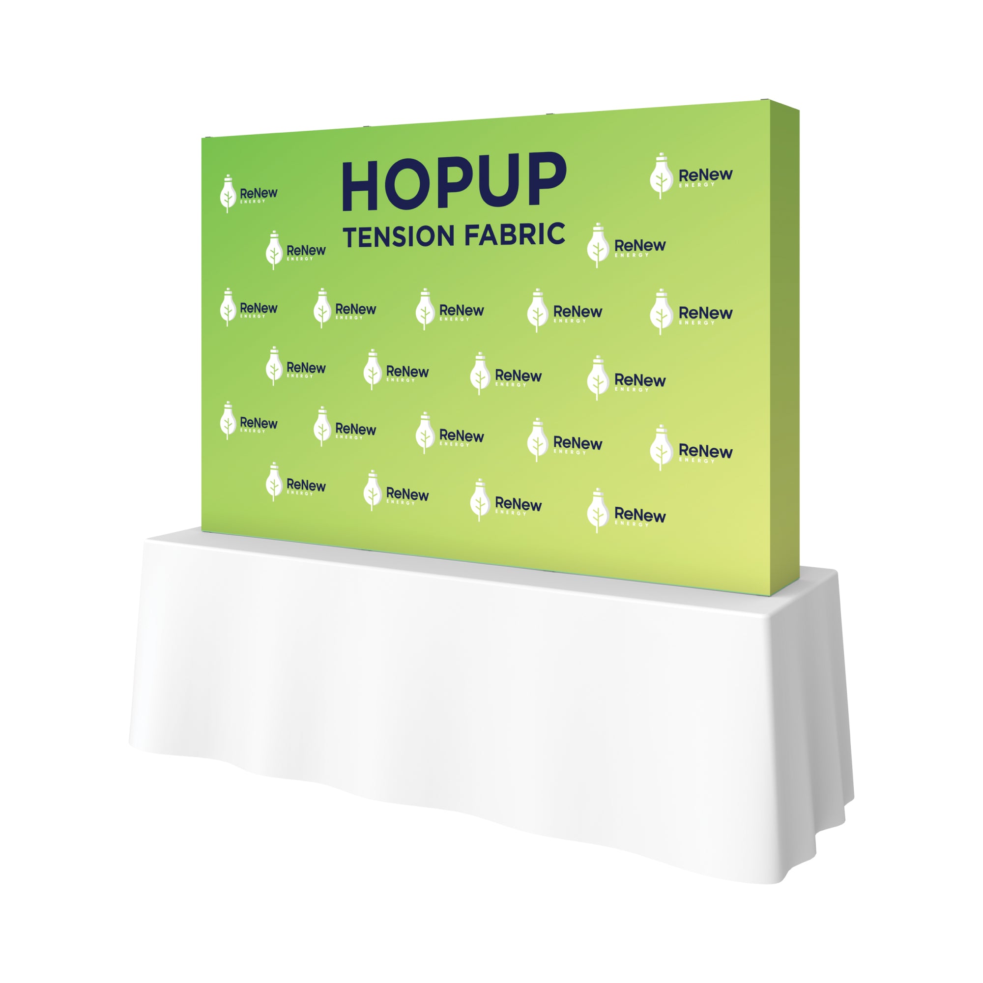 Trade show fabric backdrop display with logo and text for exhibitions and special events