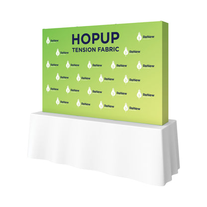 Trade show fabric backdrop display with logo and text for exhibitions and special events