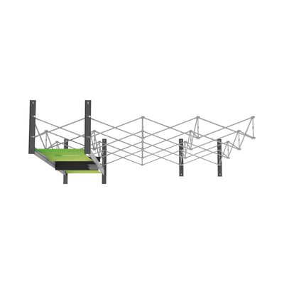 Expandable modular frame system for trade shows and exhibitions with wall-mount brackets