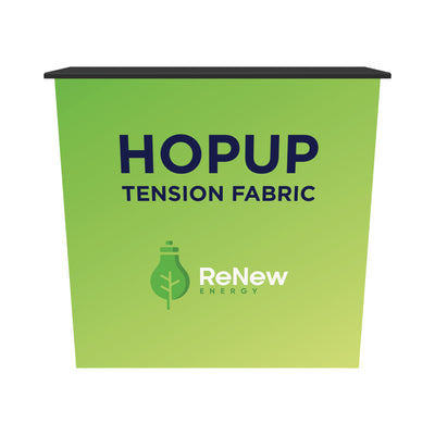Portable tension fabric pop-up counter for trade shows and exhibitions with custom branding