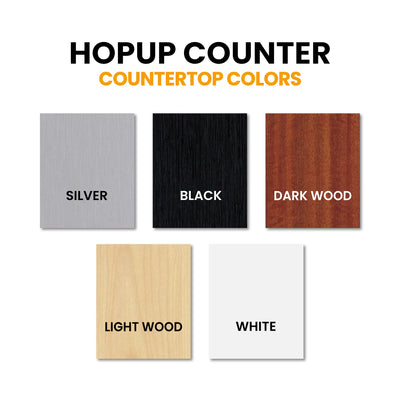 Countertop material samples for popup counters used in trade shows and exhibitions