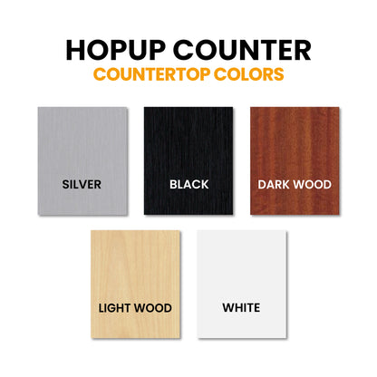 Countertop material samples for popup counters used in trade shows and exhibitions