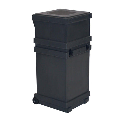 Durable shipping case with wheels for secure transport at trade shows and special events